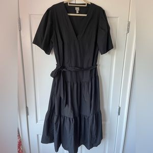 Asos Cotton Poplin Maxi Black Ruffle Dress. Size 16 Pre Loved.